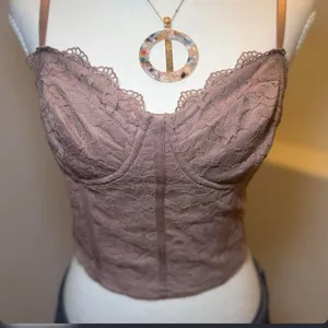 Haute Monde Lace Corset Crop Top Bustier Brown Coquette Y2K‎ thumbnail 5