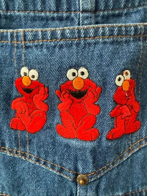 Vintage Sesame Street Elmo Denim Overalls S M thumbnail 3