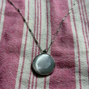 LOFT double sided silver pendant necklace - grey druzy and white pearl thumbnail 4
