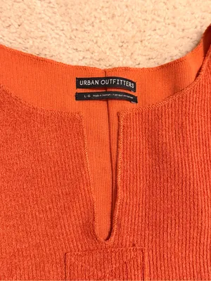 Urban Outfitters | Orange Knit Split-Neck Boxy Top thumbnail 4