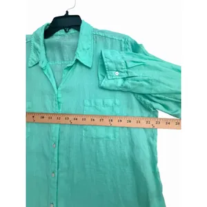 Lilly Pulitzer Shirt Women's XL Deanna 100% Linen Popover Tunic Green #AB12-4 thumbnail 5