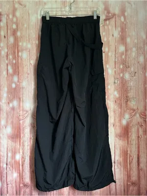 No Boundaries Black Nylon Windbreaker Cargo Parachute Pants Size XS thumbnail 9