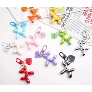 NEW‎ Pink Balloon Dog Keychain Heart Charm Keyring Cute Y2K thumbnail 2