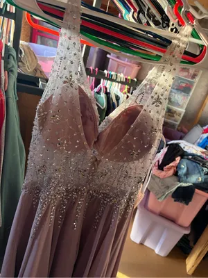 Dancing Queen Embellished V-Neck Prom Dress in Mauve thumbnail 6