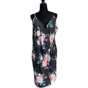 Forever 21 Womens‎ Dress Size 1X Spaghetti Strap Black Floral Wrap Style thumbnail 3