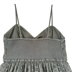 J.Crew Women's Navy Blue‎ Eyelet Pleated Bodice Sundress Dress Medium thumbnail 4