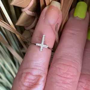 CZ Sterling Silver Cross 4 Silver thumbnail 1