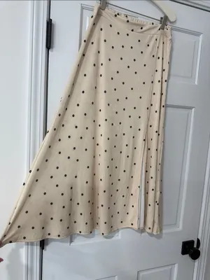 SINSAY Maxi Polka Dot Champagne Skirt With Sleet Size L thumbnail 5