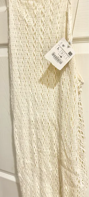 ZARA NWT BLOGGERS FAVORITE super BOHO ECRU BEIGE CROCHETED HALTER Maxi DRESS L thumbnail 20