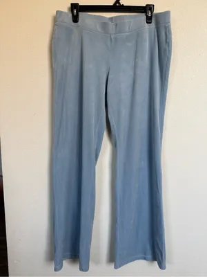Juicy Couture Light Blue Rhinestone Logo Wide-Leg Velour Jeans thumbnail 4