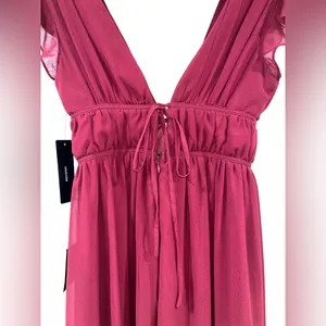 NWT Lulus I’m All Yours Burgundy Ruffle Maxi Dress thumbnail 13