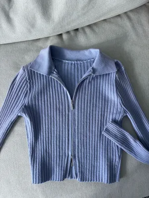 Amazon Blue purple ribbed double zip top thumbnail 2
