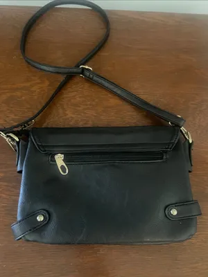 Black super soft faux leather crossbody bag with detachable strap like new thumbnail 2