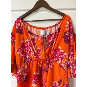 Hello Molly Moral of the Story Romper Orange Floral XS Boho Resort Tropical thumbnail 4