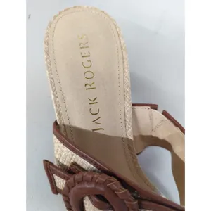 new Jack Rogers callie block heel straw beach brown sandal sz10 strappy buckle thumbnail 6