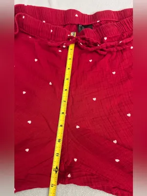 H&M Red Track Pants with White Heart Dots XXL thumbnail 9