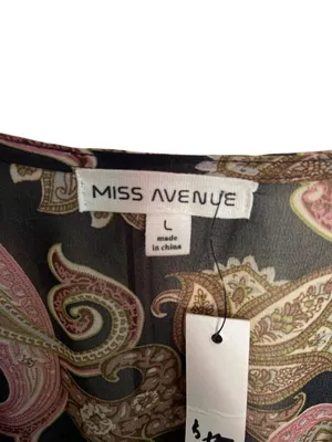 Miss Avenue Long Sleeve Maxi Dress Sheer Size L Black Paisley Floral Wrap Kaftan thumbnail 4