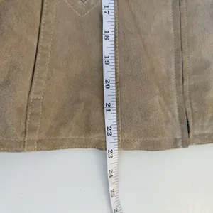 AMI Womens Genuine Suede Leather Jacket Large Tan Full Zip Pockets Lined Neutral thumbnail 10