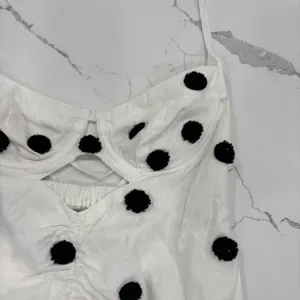 For Love And Lemons Dress Size Medium White Black Polka Dot Mini Linen Blend thumbnail 6