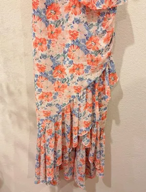 ASTR Mahalia High Low Midi Dress in Blue Orange Floral Size Small NWT thumbnail 5