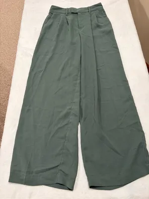 A New Day Sage Green High Rise Pleated Wide Leg Dress Pants - Size 4 thumbnail 1