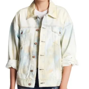 FREE PEOPLE Tie Dye Denim Jean Jacket Coat thumbnail 7