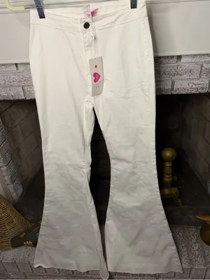 NWT Buddy Love White Flare Jeans 27 Bell Bottom Raw Hem thumbnail 1