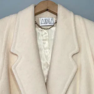 Worumbo Size 8 Ivory Wool Trench Pea Coat Double Breasted Union Made Old Money thumbnail 4