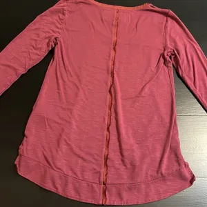 Anthropologie Pure + Good Satin‎ Trim Long Sleeve Top Pink XXSP thumbnail 5