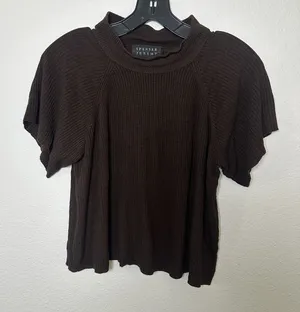 Vintage Spenser Jeremy Silk Cotton Ribbed Short Sleeve Knit Sweater Top‎ Size M thumbnail 1