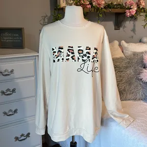 Mama Life Beige Sweatshirt Comfy Womens Large thumbnail 4