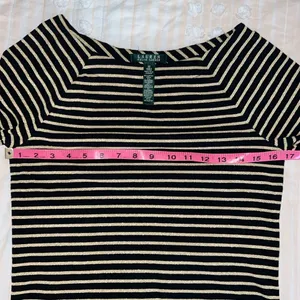 Ralph Lauren Size M Striped Squared Boatneck Long Sleeve Top thumbnail 10