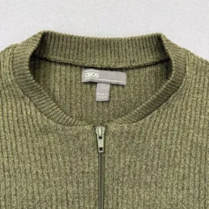 ASOS Womens Olive Green Ribbed‎ Full Zip Cardigan Sweater Size L thumbnail 2
