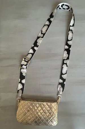 Reversible Leopard Print Wide Detachable Purse Strap Adjustable Black thumbnail 1