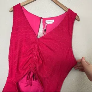 Lovers and friends Sharon hot pink cut out sleeveless jumpsuit size XL chevron thumbnail 4