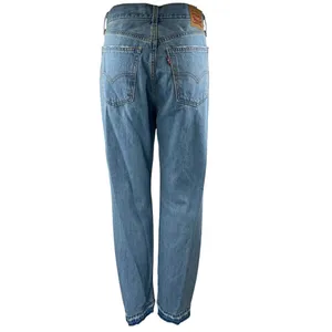 Levi's Women's Blue High Waist Distressed Frayed Raw Hem Straight Denim Jeans 28 thumbnail 3