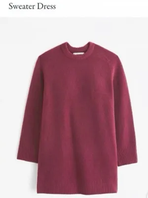 Abercrombie & Fitch Madeline Red Wool Blend Sweater Mini Dress NWT M TALL thumbnail 7