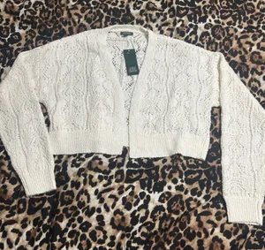 wild fable Cream Cable-Knit Cropped Cardigan thumbnail 1