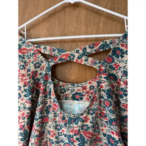 Free People sz M Ruffle Paisley Melanie Scoop Top Blouse Boho Feminine Cottage thumbnail 11