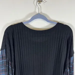 Maurices Womens XXL Black Ribbed‎ Plaid Mixed Media Babydoll Top NWT Grunge thumbnail 9
