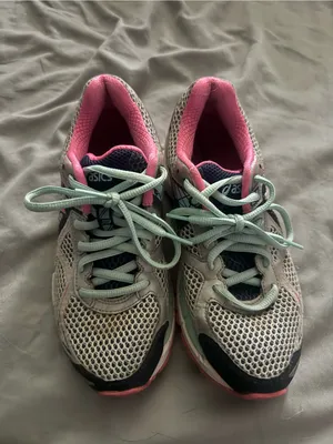 ASICS Women's Gray, Pink & Mint Lace-Up Running Shoes thumbnail 5