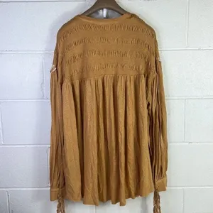 New Free people Mara Mae yellow tunic top size S Oversized boho v neck oversized thumbnail 5