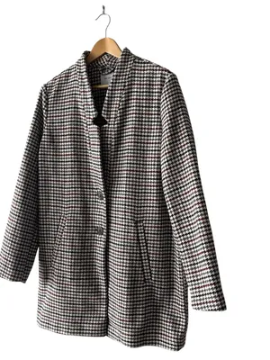 Old Navy Textured Houndstooth Mid Length Button Front Coat Large thumbnail 3