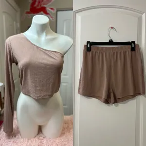Shorts and top two piece set Tan Size L thumbnail 2