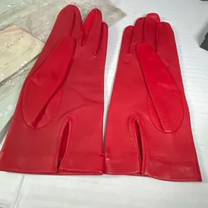 VTG Red leather gloves Madrid Manuel Pascual Moran glove maker thumbnail 1
