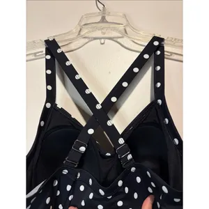 d&co beach One Piece Polka Dots Criss Cross Back Ruch Chest Swim Dress Size 12P thumbnail 6