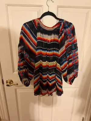 Striped Rainbow Peasant Blouse thumbnail 3