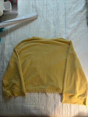 Amuse Society Yellow Cropped Drawstring Sweatshirt thumbnail 4