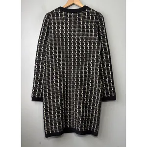 Tahari Sweater Dress Size Small Black Gold Wool Blend Academia Preppy Classic thumbnail 4
