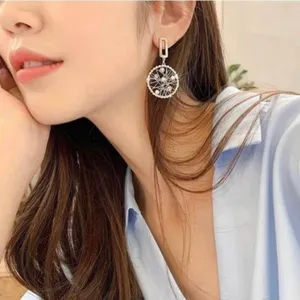 Women's Crystal Pearl Gold Wheel Dangle Drop Earrings thumbnail 4
